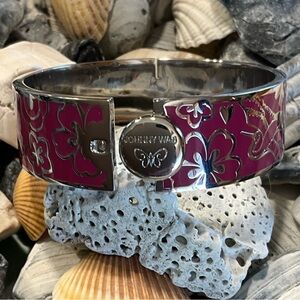 NWT$168 Johnny Was LOVE Hinged Bracelet Silver Tone